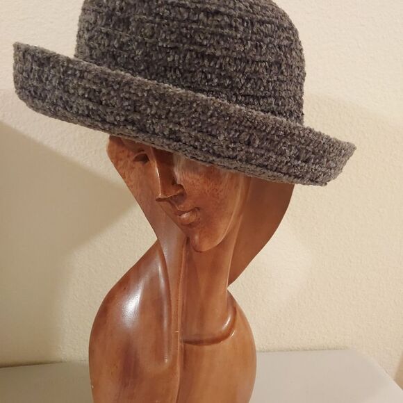 London Fog Woven Knit Bowler Hat Moss Green Size M Vintage - Picture 2 of 13